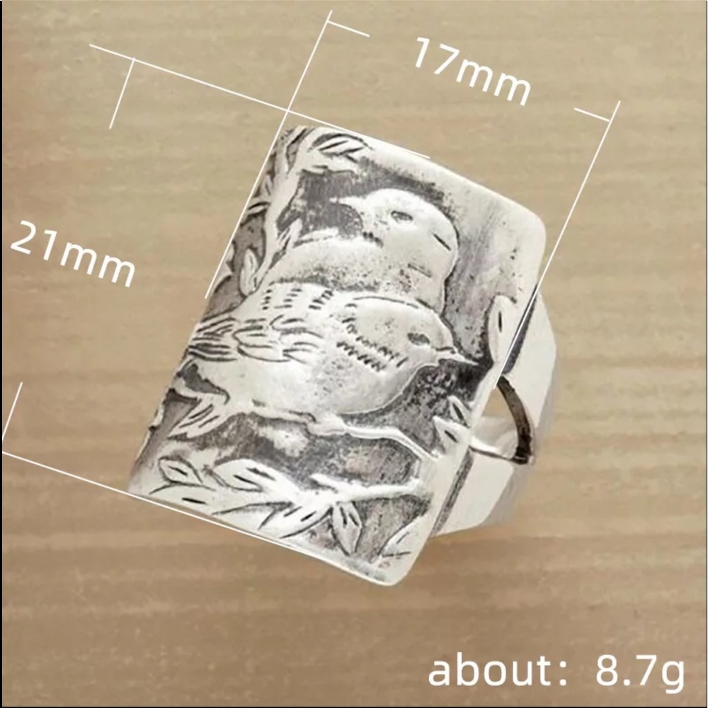 New Womans Princess Jewelry S925 Sterling Silver Handmade Vintage Love Bird Ring - Picture 10 of 13